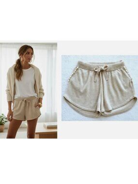 BRODIE 100% cashmere beaded lounge loungewear anthropologie shorts $225 L 10/12